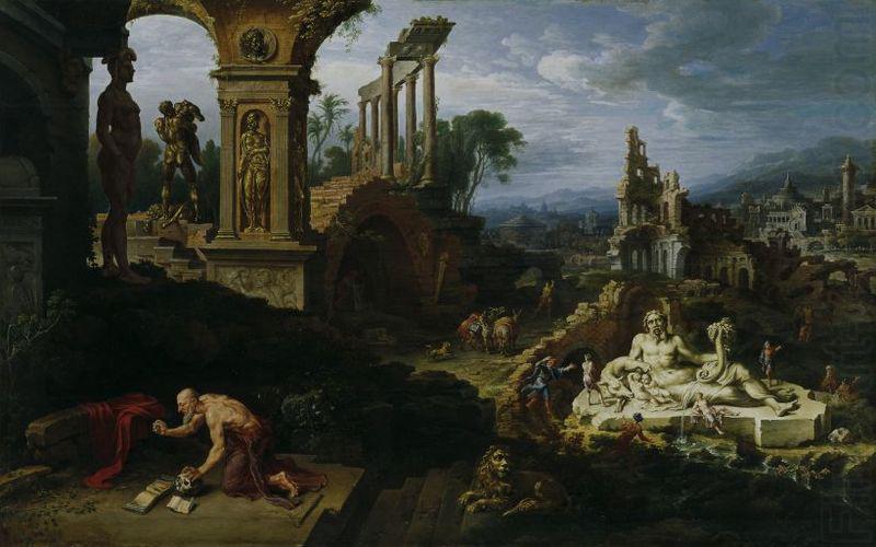 Maarten van Heemskerck Landschaft mit dem Hl. Hieronymus oil painting picture